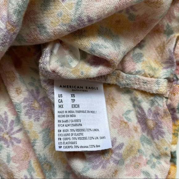 American Eagle Multicolor Ditsy Floral Print Smock Multi-way Cropped Top Xsmall - Picture 10 of 11